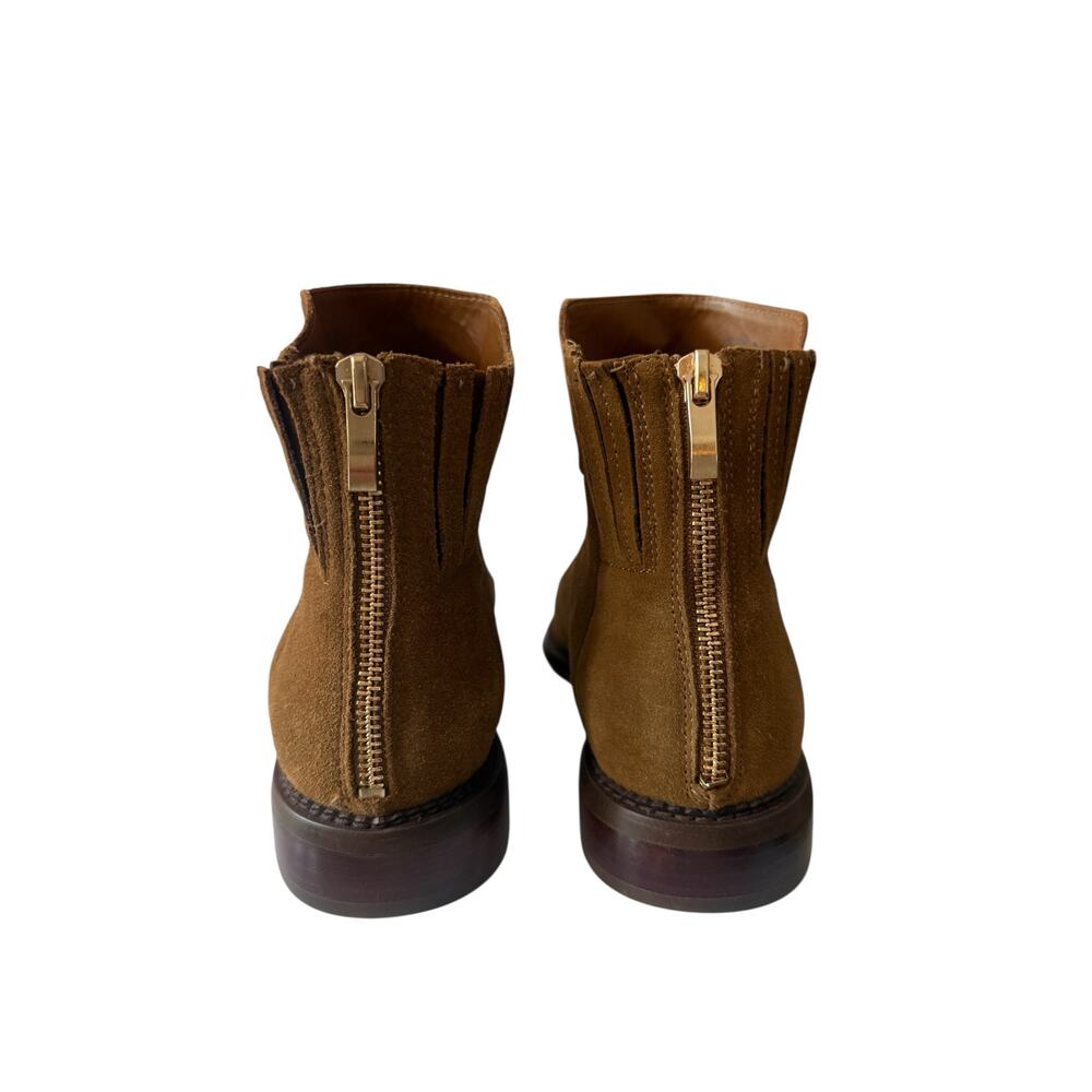 Franco Sarto Women's 8.5  Hawk Boot Tan Wiskey Suede Bootie Back Zip Shoe - Picture 3 of 11